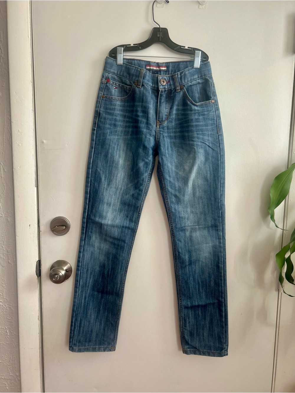 Tommy Hilfiger Boys Blue Washed Straight Jeans